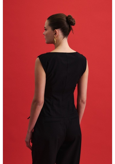 Sateen Lena Bluz - Siyah-136926 Siyah