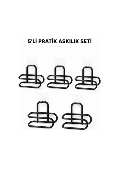 Lb Siyah Metal Wc Kağıtlık Yapışkanlı Tuvalet Kağıdı Rulo Tutucu 5 Adet Avantajlı Set Çok Renkli