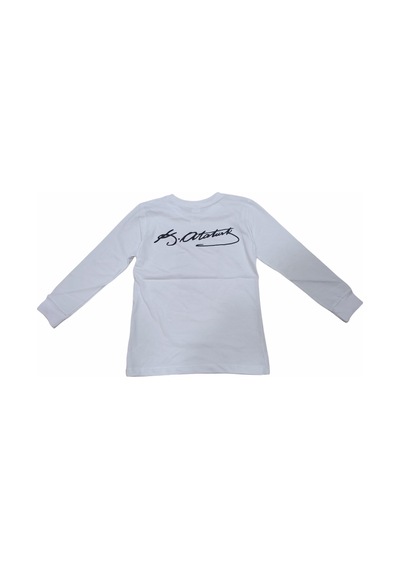 İrem Çocuk Giyim Unisex Atatürk Desenli Sırtı İmzalı Swetshirt Beyaz
