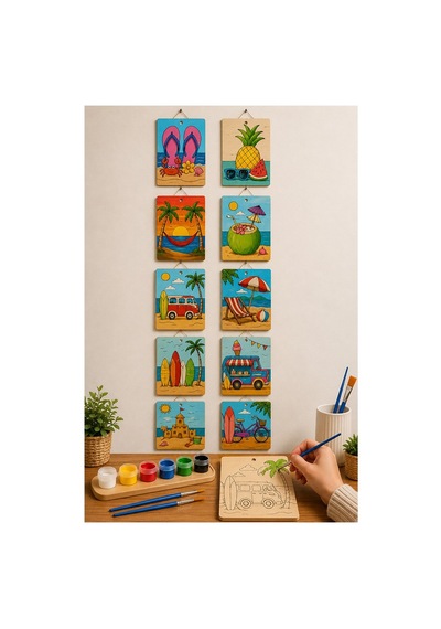 Ahşap Boyama Tabletler 10lu Set 10x15cm 10 Adet Tablet Boyama Figürü Etkinlik Çocuk Gelişim Motor Beceri Anasınıfı
