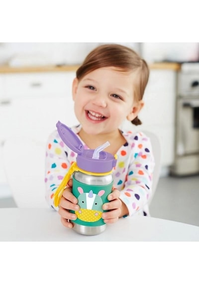 Skip Hop Zoo Pipetli Paslanmaz Çelik Suluk 350 Ml Unicorn Çok Renkli