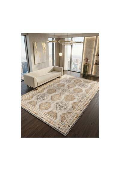 Dekoratif Halı Kaymaz Taban Leke Tutmaz Yıkanabilir Kilim Özel Ölçü Salon Halısı 3048 Çok Renkli