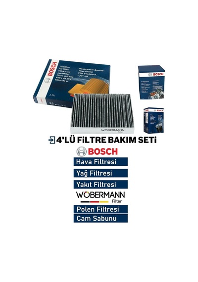 Wöbermann+bosch Citroen C-elysee 1.5 Bluehdi Filtre Bakım Seti 2018-2024 4kp Hava+yağ+yakıt+karbonlu