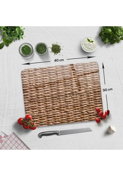 Decorita 10001503113 Hasır Görünümlü Cam Kesme Tahtası, 30cm X 40cm Diğer