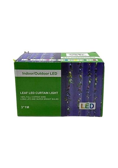 3x1 Yeşil Kutulu Sarmaşık Perde Led Çok Renkli