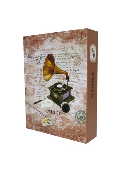 Rabsev Fotoğraf Albümü 10x15cm 200 Fotoğraf Kapasiteli Renkli Gramofon Desenli Anı Albümü