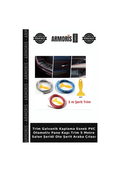 Trim Galvanik Kaplama Esnek Pvc Otomotiv Pano Kapı Trim 5 Metre Salon Şeridi Oto Şerit Araba Çıtası
