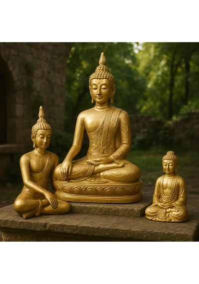 Decostonebiga Buda Üçlü Set Altın 22 X 18 Standart