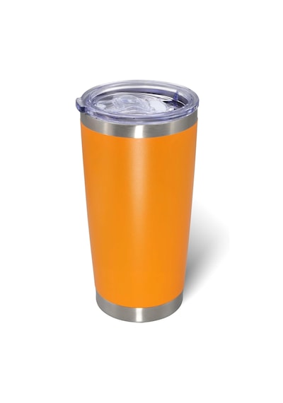 Forzacase Çift Katmanlı Paslanmaz Çelik Pipet Girişli 600ml Sıcak Soğuk Tutan Bardak Termos Mug - Fc1142 Turuncu