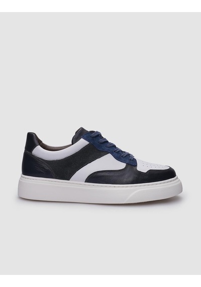%100 Hakiki Deri Gri Bağcıklı Erkek Sneaker-gri Gri