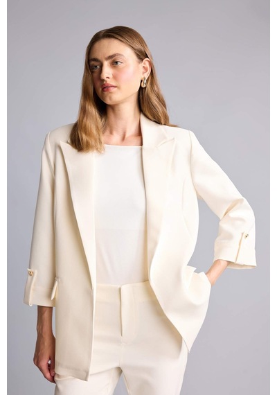 Defacto Oversıze Basic Blazer Beyaz Ceket C3215ax26auwt34 Beyaz-wt34