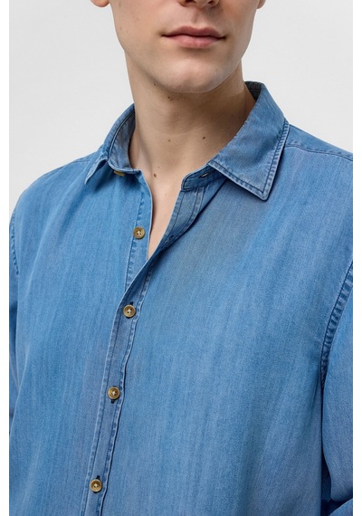 Backandbond Mavi Regular Fit Uzun Kollu Denim Gömlek