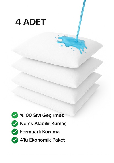 Oznhome Yastık Alezi 4 Adet Beyaz