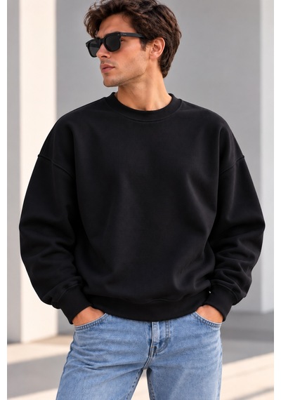 Gıovera Panther Time Premium Oversize Erkek Sweatshirt Siyah
