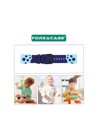 Forzacase Tcl Movetime Mt42x Akıllı Çocuk Saat İle Uyumlu Çift Renk Şık Silikon Kordon Kayış - Fc891 Mavi
