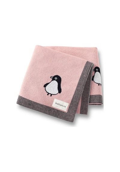 Kız Ve Erkek Bebek Için Triko Örgü Bebek Battaniyesi Pembe Penguen 90cm X110cm Pembe Pembe