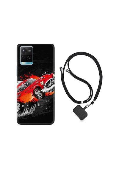 Vivo Y21 Kılıf Boyun Askılı Fire Car 1606