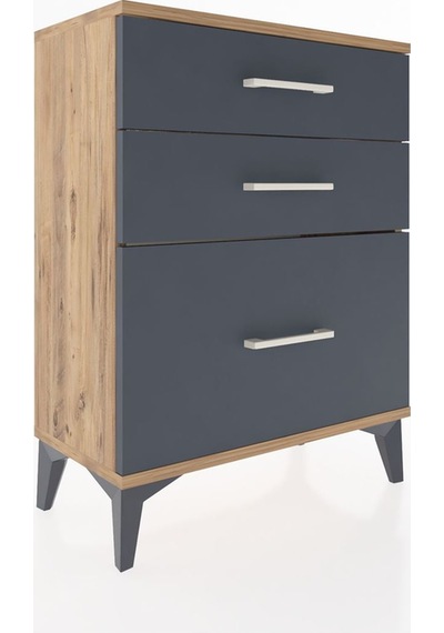 Arges Komodin 3 Çekmeceli 60x30x80 Çam-antrasit Çam