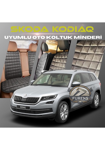 Skoda Kodiaq Antrasit Tay Tüyü Cepli & Terletmez Sırtlı Oto Koltuk Minder Seti - Koruma Kılıfı  Ön & Arka Set