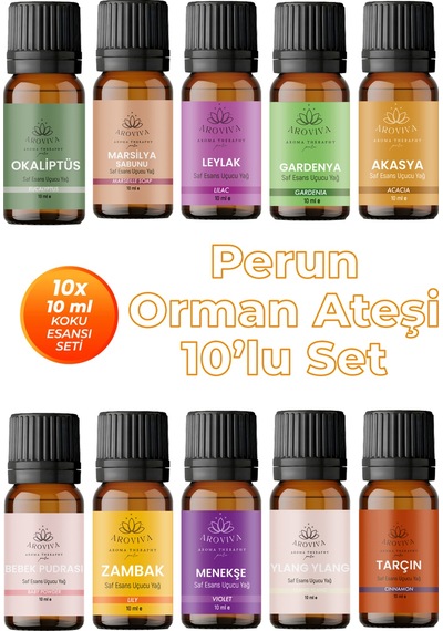 Perun Orman Ateşi 10'lu Set Oda Kokusu Esansı 10x10ml Karışık