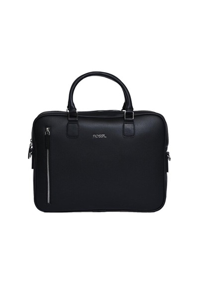 Fossil Unisex Vegan Deri Laptop Bölmeli 15,6 İnç Dik Fermuarlı Evrak Çantası Siyah Siyah