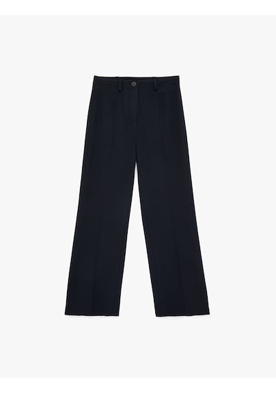 Koton Düz Bol Paça Yüksek Bel Kumaş Pantolon Lacivert 6sak40223pw Lacivert