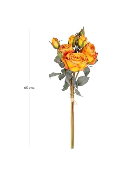 Yapay Gül Demeti 3 Dallı Turuncu 60 Cm.