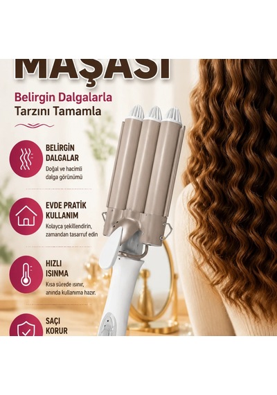 Ergonomik Saç Bukle Maşası Doğal Ve Belirgin Bukleler