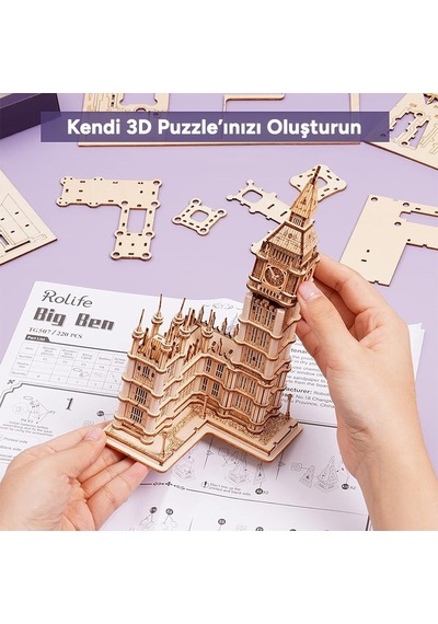 Rolife Tg507 Saat Kulesi Big Ben Dıy Minyatür Maket Model Seti Ahşap 3d Wooden Puzzle 3d Model Kit Detaylı Dekoratif Hobi Seti Ahşap Maket