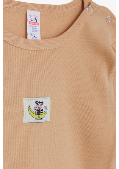 Breeze Erkek Bebek Çıtçıtlı Zıbın Body Maymuncuk Baskılı 9 Ay-3 Yaş, Açık Kahverengi