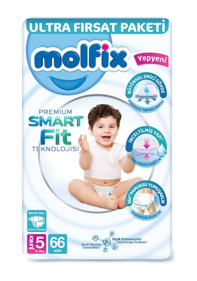Molfix Premium Smart Fit Ultra Fırsat Paketi 5 Beden Junior 66 Adet