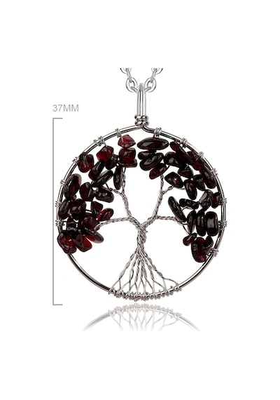 Erilsa Sertifikalı Doğal Lal - Garnet - Granat Taşı Hayat Ağacı Kolye Çok Renkli