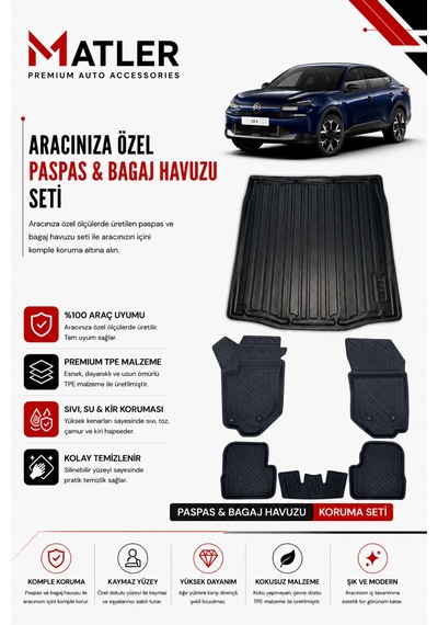 Citroen C4x 2026 Model 4d Ekstra Havuzlu Paspas Ve Bagaj Havuzu Set