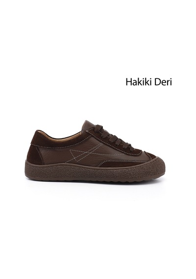 Diğer Kadın Kahverengi Bağcıklı Hakiki Deri Sneaker Dyza85245735