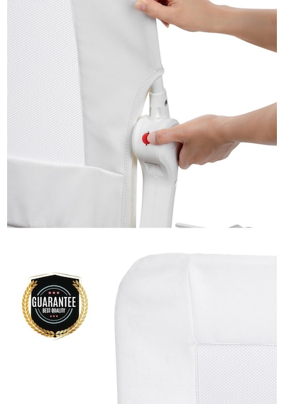 Wellgro Premium 150x65 Cm Deri Kılıflı Yatak Bariyeri, Katlanır Yatak Korkuluğu, Beyaz