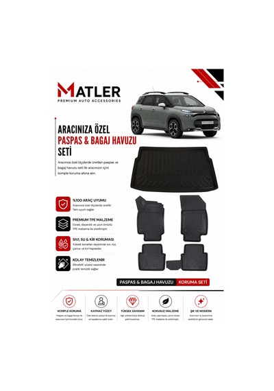Citroen C3 Aircross 2021 Model 4d Ekstra Havuzlu Paspas Ve Bagaj Havuzu Set