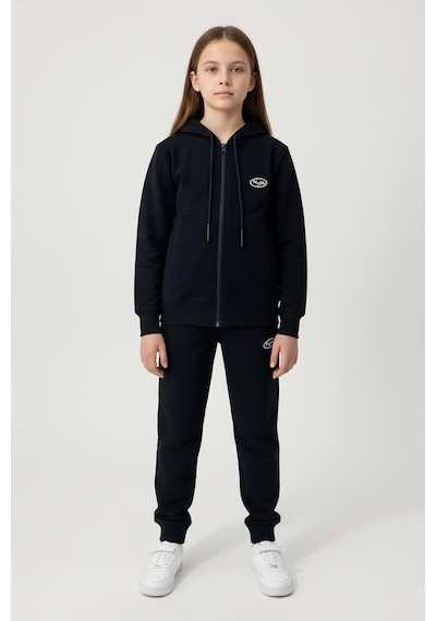 New Kids Fermuarlı Kapüşonlu Cepli Unisex Çocuk Eşofman Takımı-90926 Siyah