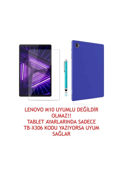 Trendsshop Tab M10 Hd Uyumlu Tb-x306f Za6w0026tr Mavi Silikon Kılıf + Ekran Koruyucu+kalem Mavi