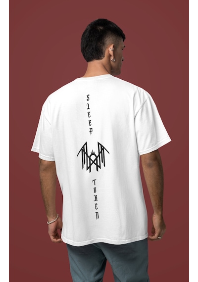 Sleep Token Rock Metal Sırt Baskılı Unisex Oversize Müzik Grubu T Beyaz