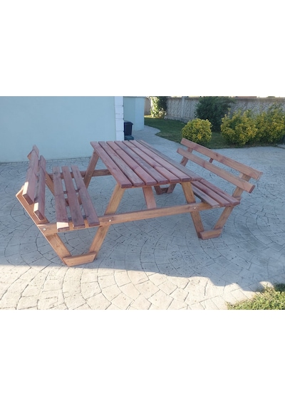 Şen Mobilya Ahşap Ormancı Bahçe Masası Piknik Masası 6 Kişilik P20 Maun