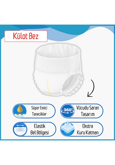 Yetişkin Hasta Emici Külot Bez X-Large 8 Adet - Koku Kontrollü,  Ekstra Kuru Katmanlı