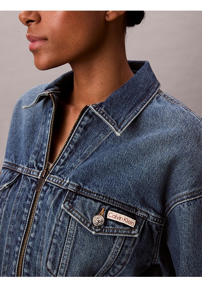 Calvin Klein Denım Cropped Jacket Mavi Kadın Kot Ceket