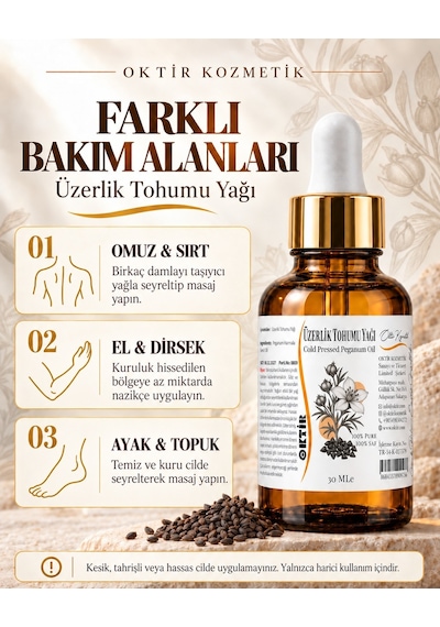 Oktir Soğuk Sıkım Üzerlik Tohumu Yağı Leke Karşıtı Arındırıcı Negatif Enerji Temizleyici 30 Ml