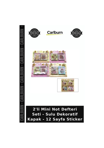 Özel Üretim Sevimli Kırtasiye 2'li Mini Not Defteri Seti - Sulu Dekoratif Kapak - 12 Sayfa Sticker