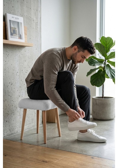 Peluş Kumaşlı Dekoratif Puf, Tabure 5983 Beyaz