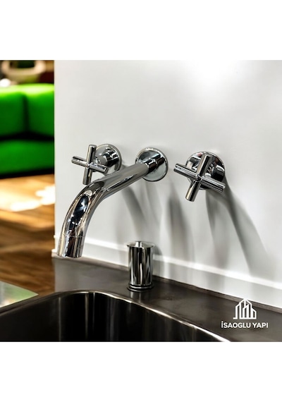 İsaoğlu Yapı Ankastre Lavabo Bataryası Gümüş Gpd Lavabo Bataryası Duvardan Gümüş