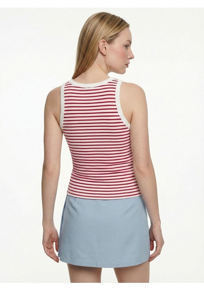 Slim Fit Kadın Atlet Off White Red