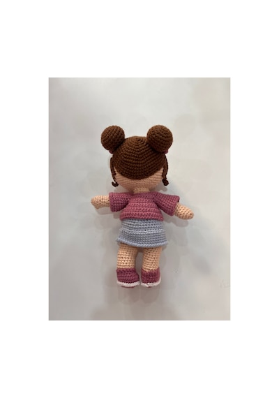 Afra Amigurumi El Örgüsü Bebek 20 Cm Tığ İşi Şirin Kıyafetli Hediyelik Oyuncak Bebek Gülkurusu-gri