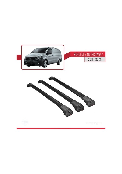 Mercedes Metris W447 2014 Ve Sonrası İle Uyumlu Ace-1 Ara Atkı Tavan Barı Siyah 3 Adet Bar