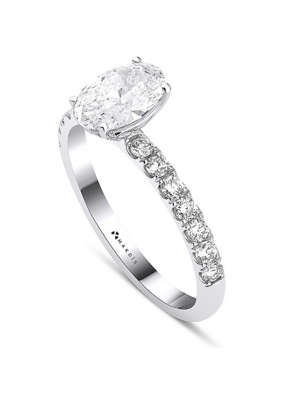 1.50 Karat Oval Tektaş Pırlanta Yüzük Beyaz Altın